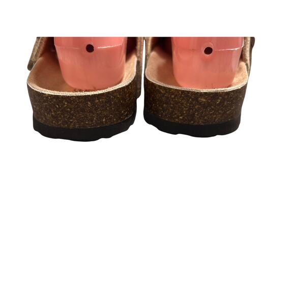 New Kidmi Tan Suede Clogs Cork Footbed Sandals Potato Shoes Size 40 8 1/2 - Picture 4 of 7